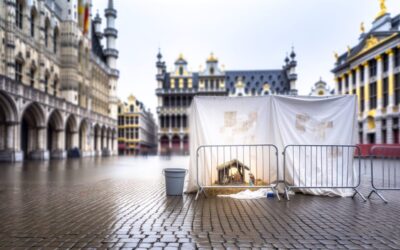 Bruxelles: la crèche de la Grand-Place taguée « Free Palestine »